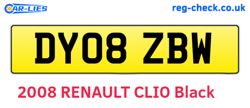 DY08ZBW are the vehicle registration plates.