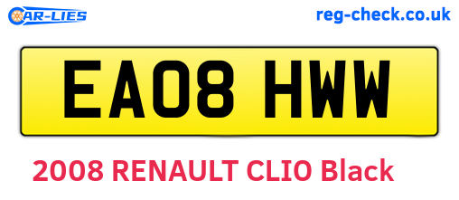 EA08HWW are the vehicle registration plates.