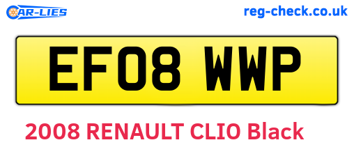 EF08WWP are the vehicle registration plates.