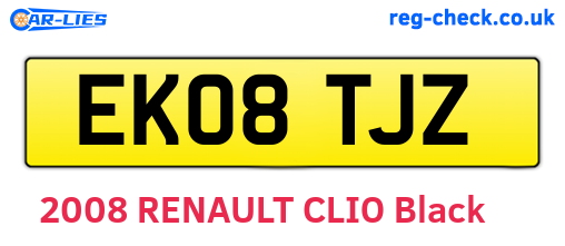 EK08TJZ are the vehicle registration plates.