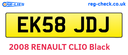 EK58JDJ are the vehicle registration plates.