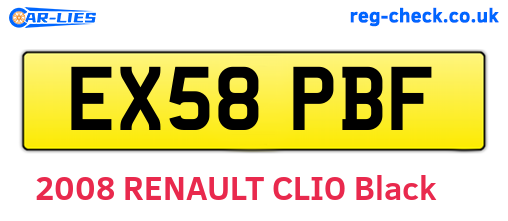 EX58PBF are the vehicle registration plates.