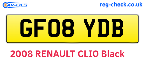 GF08YDB are the vehicle registration plates.