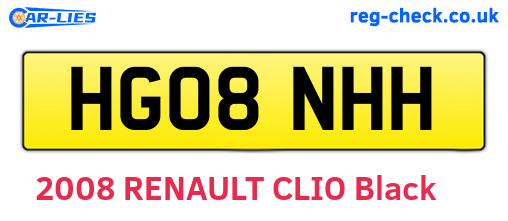 HG08NHH are the vehicle registration plates.