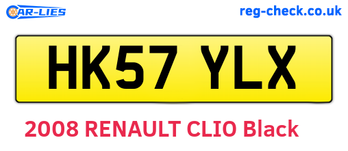 HK57YLX are the vehicle registration plates.
