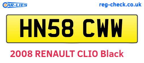 HN58CWW are the vehicle registration plates.