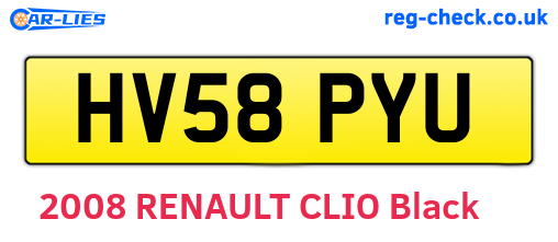 HV58PYU are the vehicle registration plates.
