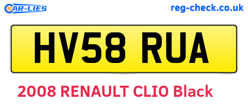 HV58RUA are the vehicle registration plates.