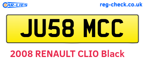 JU58MCC are the vehicle registration plates.