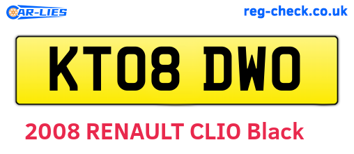 KT08DWO are the vehicle registration plates.