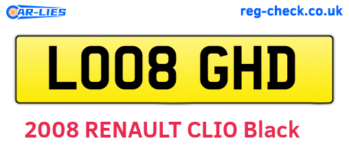 LO08GHD are the vehicle registration plates.