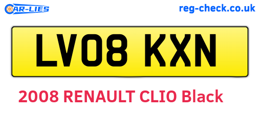 LV08KXN are the vehicle registration plates.