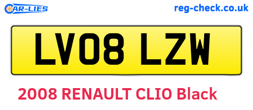 LV08LZW are the vehicle registration plates.
