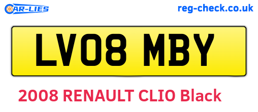 LV08MBY are the vehicle registration plates.
