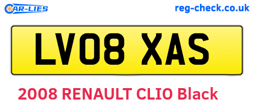 LV08XAS are the vehicle registration plates.