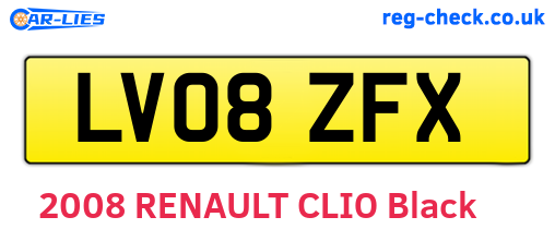 LV08ZFX are the vehicle registration plates.