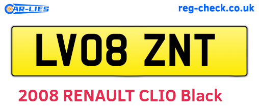 LV08ZNT are the vehicle registration plates.