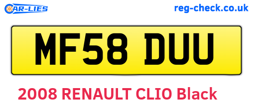 MF58DUU are the vehicle registration plates.