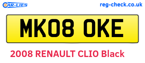 MK08OKE are the vehicle registration plates.