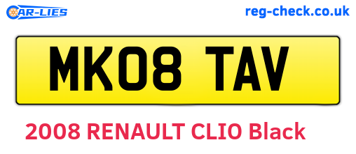 MK08TAV are the vehicle registration plates.