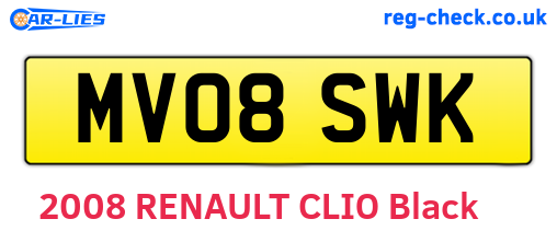 MV08SWK are the vehicle registration plates.