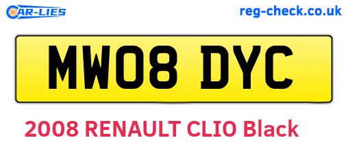 MW08DYC are the vehicle registration plates.