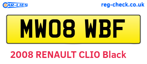 MW08WBF are the vehicle registration plates.