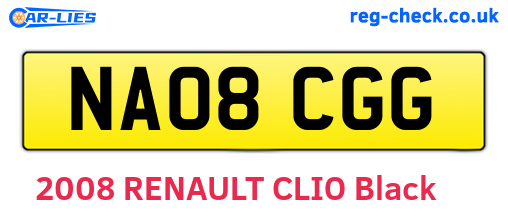 NA08CGG are the vehicle registration plates.