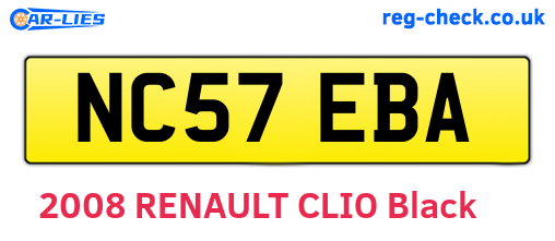 NC57EBA are the vehicle registration plates.