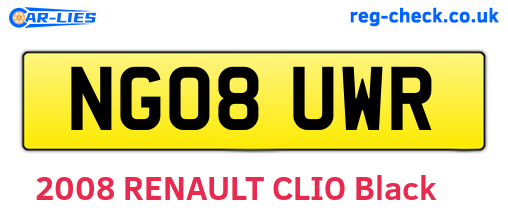 NG08UWR are the vehicle registration plates.