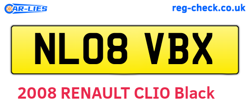 NL08VBX are the vehicle registration plates.
