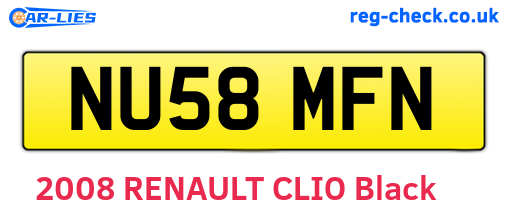 NU58MFN are the vehicle registration plates.
