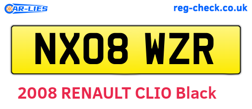 NX08WZR are the vehicle registration plates.