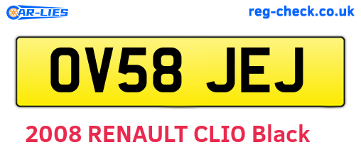 OV58JEJ are the vehicle registration plates.