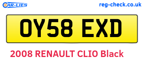 OY58EXD are the vehicle registration plates.
