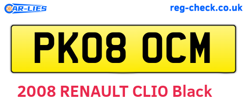 PK08OCM are the vehicle registration plates.