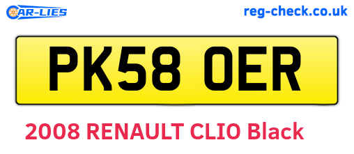 PK58OER are the vehicle registration plates.