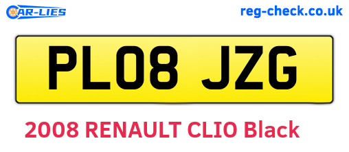 PL08JZG are the vehicle registration plates.