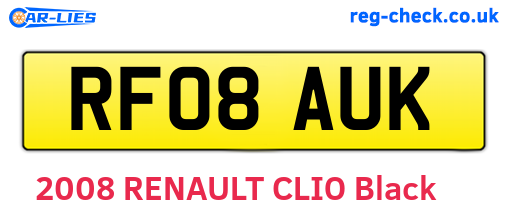 RF08AUK are the vehicle registration plates.