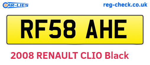 RF58AHE are the vehicle registration plates.