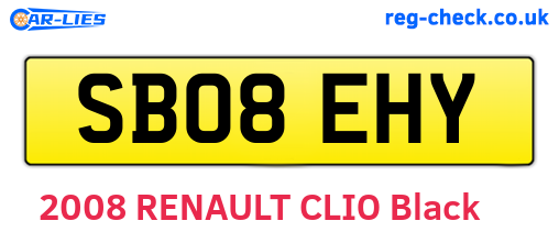 SB08EHY are the vehicle registration plates.