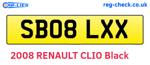 SB08LXX are the vehicle registration plates.