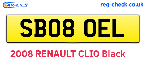 SB08OEL are the vehicle registration plates.