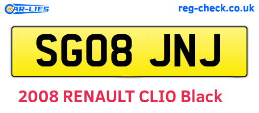 SG08JNJ are the vehicle registration plates.