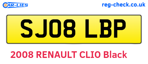 SJ08LBP are the vehicle registration plates.