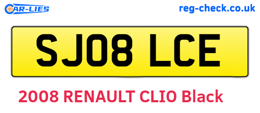 SJ08LCE are the vehicle registration plates.