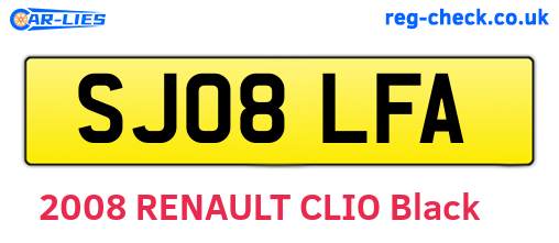 SJ08LFA are the vehicle registration plates.