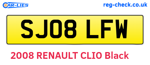 SJ08LFW are the vehicle registration plates.