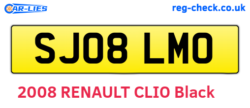 SJ08LMO are the vehicle registration plates.