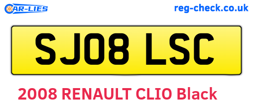 SJ08LSC are the vehicle registration plates.